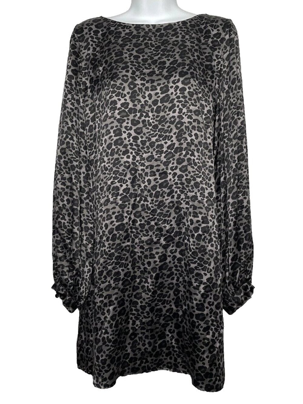 Equipment Femme Zipporah Mini Shift Dress Size S Silk Leopard Print Silver Black